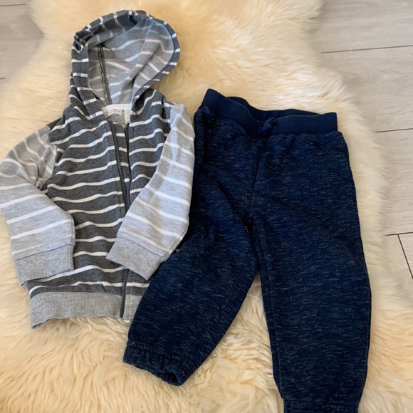 Gray Striped Hoodie and Blue Sweatpants in 24M by First Impressions - Picture 1 of 7